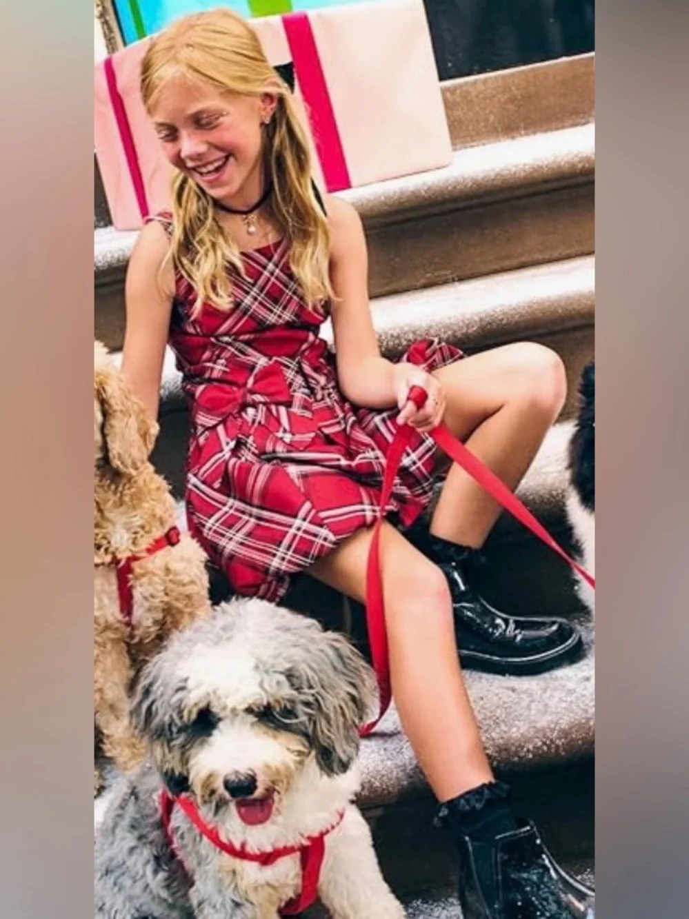 The Children's Place Red Plaid Sleeveless Bubble Hem Dress